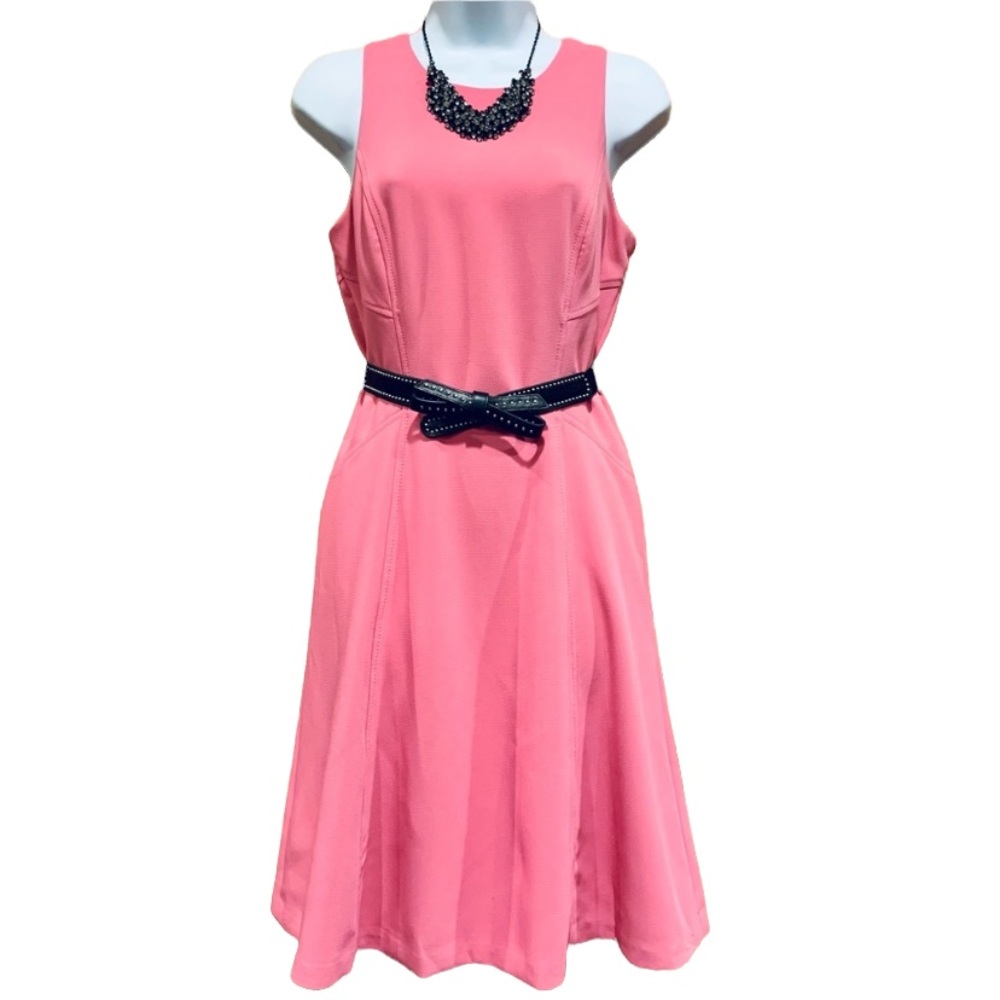 White House Black Market Sleeveless Fit & Flare Seamed Pink Dress Size 2